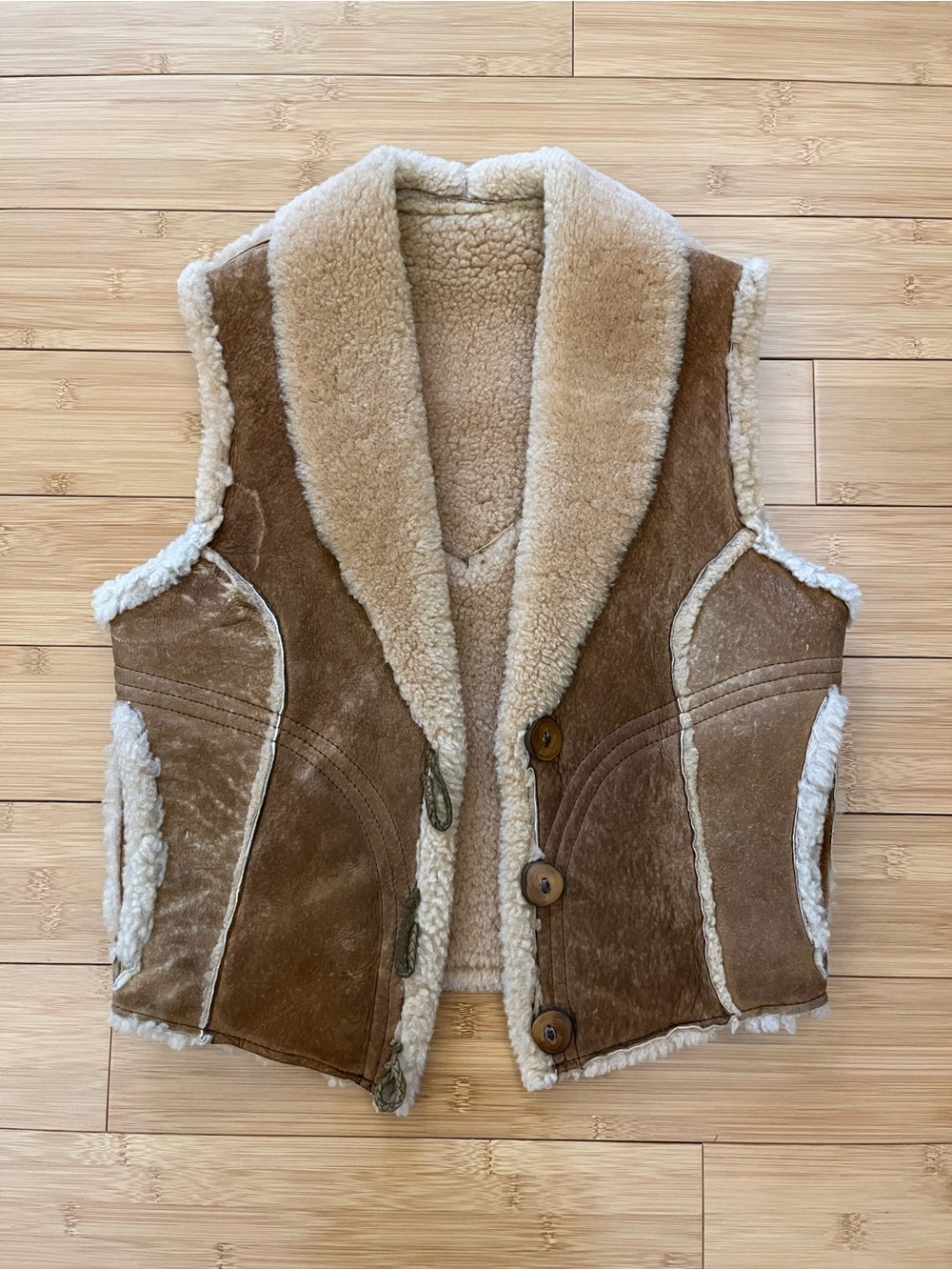 Vintage Suede Leather Shearling/Sheepskin Vest